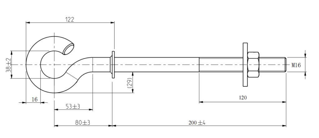 Hot-dip Galvanized Threaded Hooks With Nuts M16 ENZE2421.16